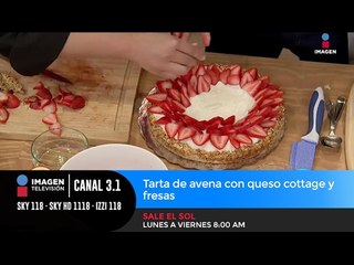 Tarta de avena con queso cottage y fresas