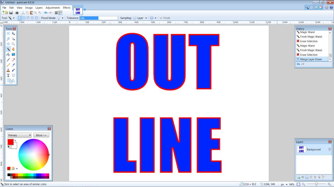 How to Create Outlined Text In Paint.NET (Tutorial)