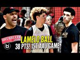 LaMelo Ball Gets SAUCY in 1st AAU Game W/ LaVar Coaching & Lonzo Watching!! Melo Leads Team Win!