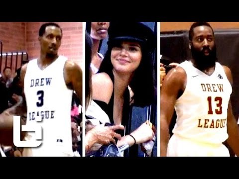 James Harden & Brandon Jennings Show OUT In-front of Kendall Jenner at Drew League!!