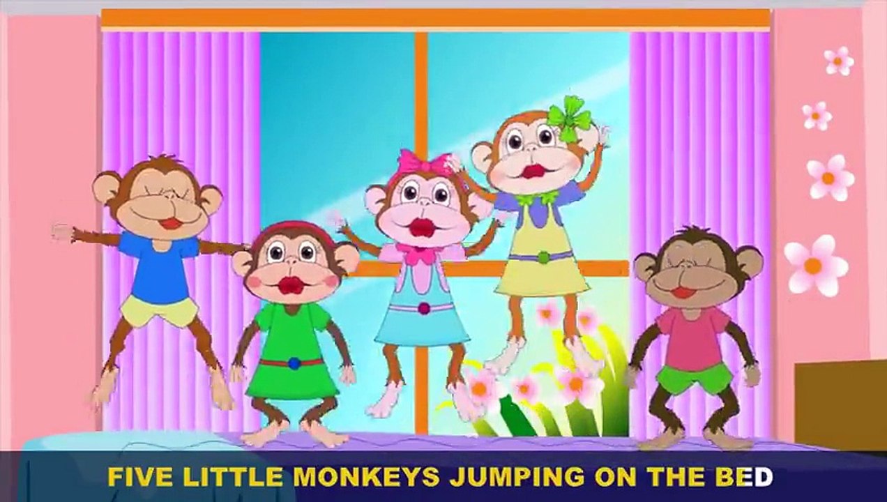 Five Little Monkeys Jumping On The Bed with Lyrics - Kids Songs Nursery ...