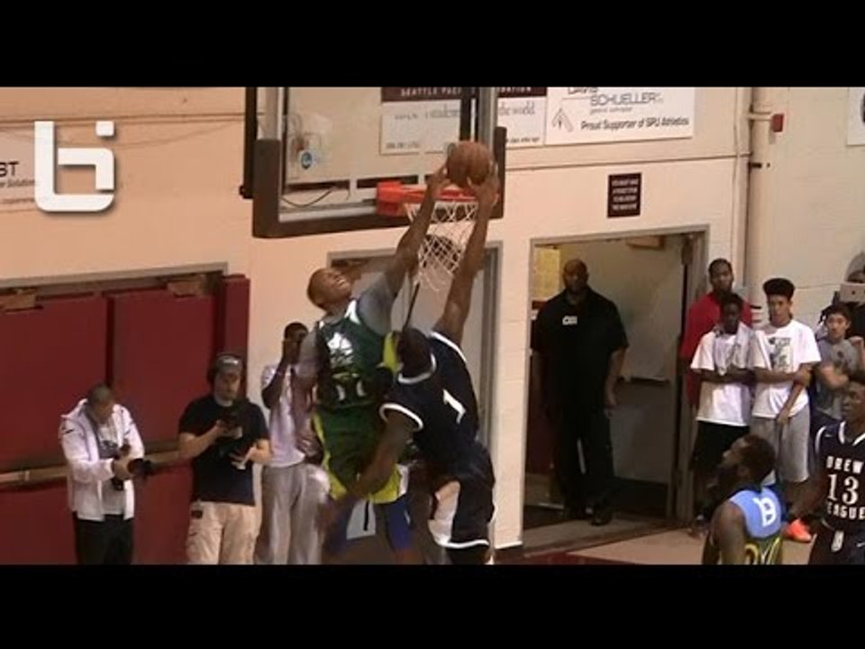 5'8 Isaiah Thomas Blocks 6'8 Trevor Ariza's Dunk at Seattle vs Drew League Game!!