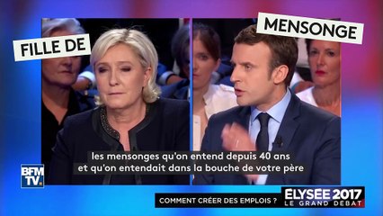 "Fille de", "haine", "irresponsabilité"... Marine Le Pen vue par Emmanuel Macron