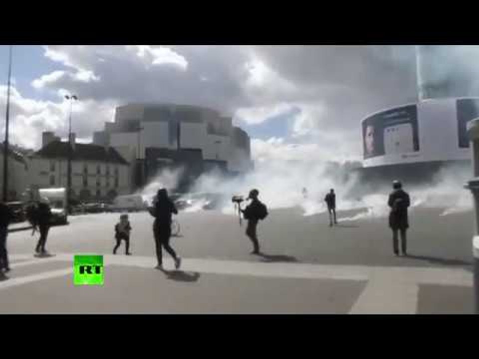 ‘Smoke grenades’ fly as protesters rally against Macron, Le Pen in Paris