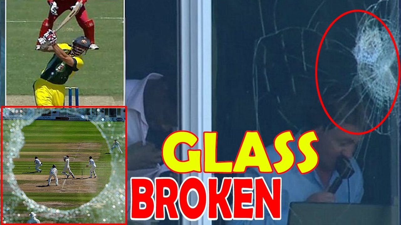 Cricket Ball hits the commentary box, hits the Car Broke Glass DailyMotion video Dailymotion