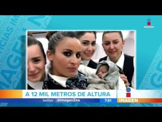 Tuvo a su bebé en pleno vuelo