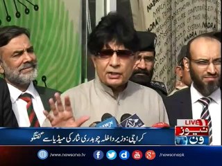 ChNisar talks to media  in Karachi