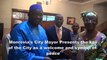 Gambia's President  Adama Barrow arrives in Liberia