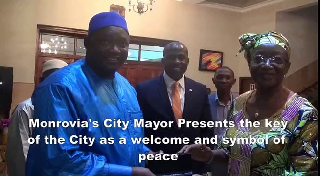 Gambia's President Adama Barrow arrives in Liberia