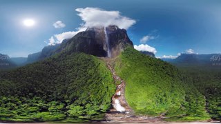 360 VR VIDEO. AMAZING WATERFALL Panoramic View from Drone Quadrocopter [4K Ultra HD]