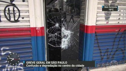 Greve Geral: Confusão e depredação no centro de São Paulo