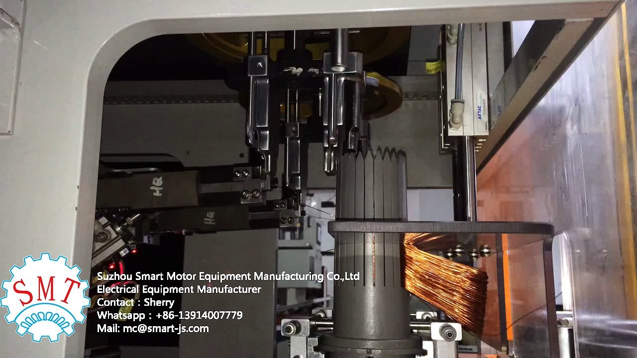 Automatic vertical coil winding machine for AC motor stator