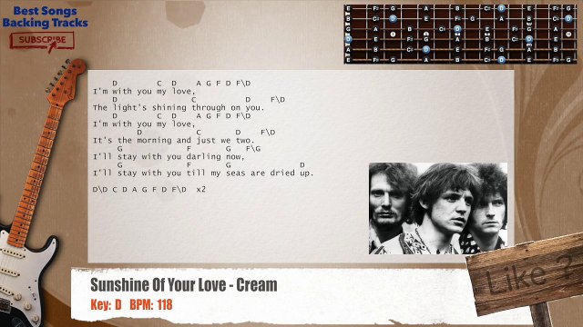 Sunshine Of Your Love - Cream / Clapton Guitar Backing Track with chords and lyrics