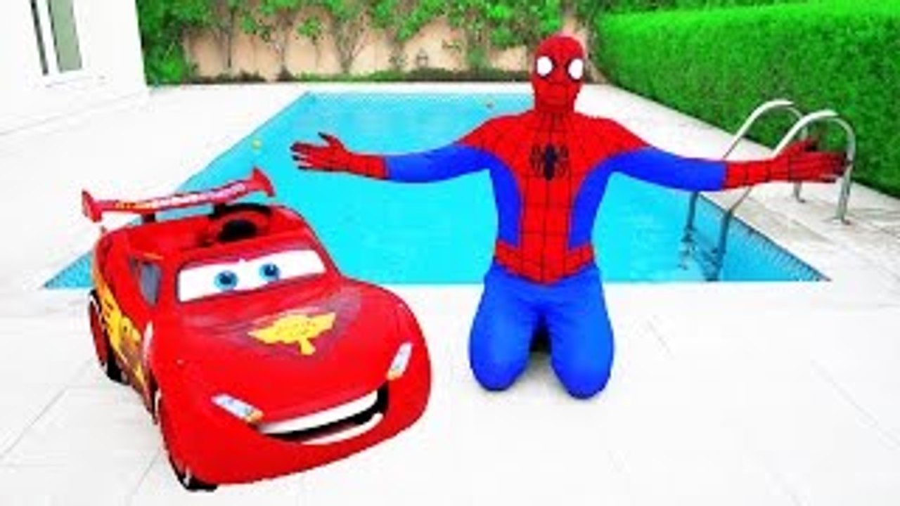 SPIDERMAN MCQUEEN CARS PLAYTIME! w/ Hulk Freaky Joker Frozen Elsa, Fun Kids Video in Real Life