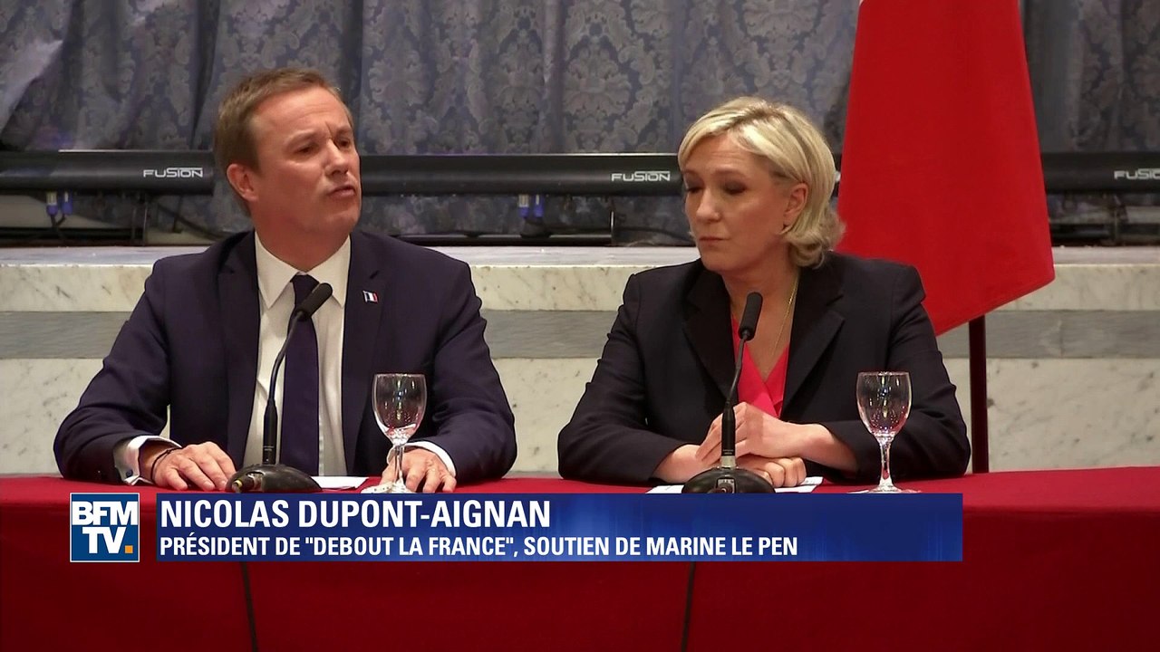 "Je reste moi-même", se défend Nicolas Dupont-Aignan après son ralliement à Marine Le Pen