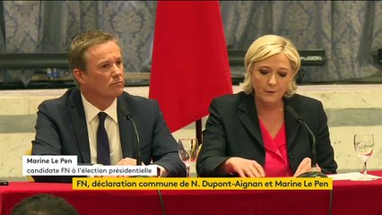 Présidentielle : "Présidente de la France, je nommerai Nicolas Dupont-Aignan Premier ministre", annonce Marine Le Pen (franceinfo)