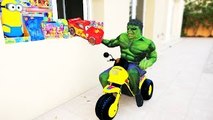 HULK SMASH Lightning Mcqueen Pinata Candy! w/ Spiderman, Joker, Iron Man, Baby & Cars in Real Life