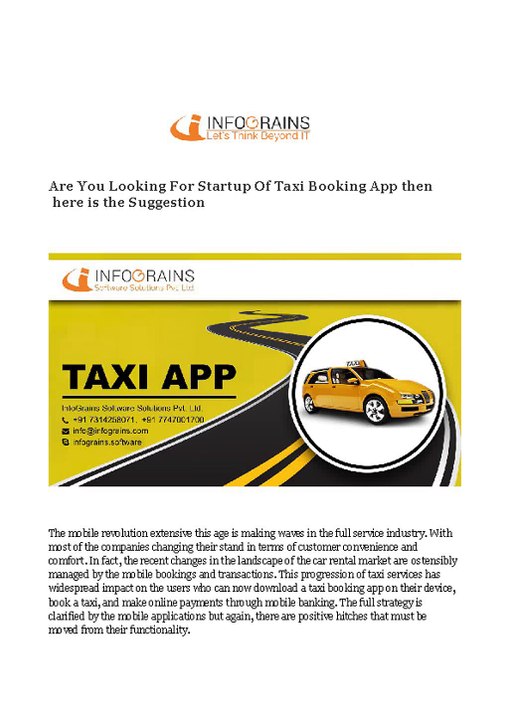 Taxi Booking App Development Services : Infograins