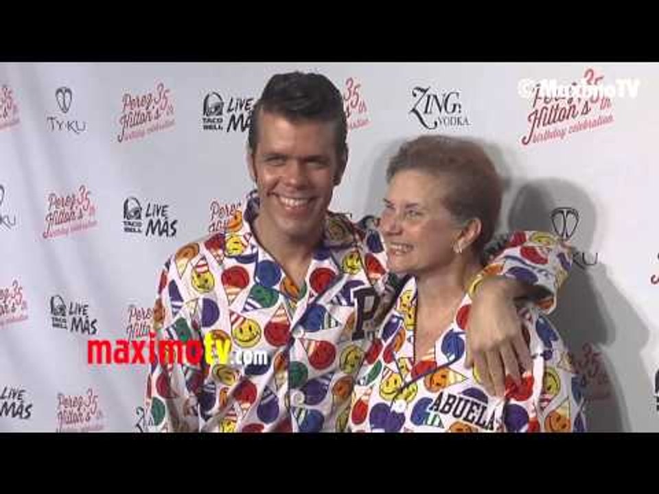 Perez Hilton and Momma Perez at Perez Hilton 35th Birthday PAJAMA Party Arrivals
