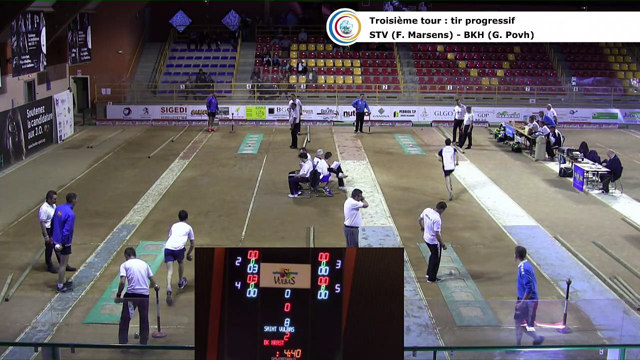 Troisième tour, premier tir progressif, Saint-Vulbas contre BK Hrast, 1/8 finale aller, Coupe d'Europe des Clubs 2017, Sport Boules, Saint-Vulbas 2017