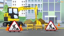 The Excavators and Truck with Tractor in the city - Diggers Cartoons World of Cars for children