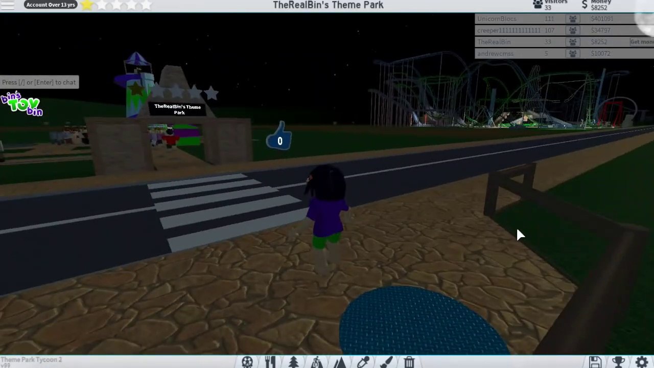 Bin's First Theme Park Tycoon! Roblox Gameplay! Bins Toy Bin-visAdXrIo