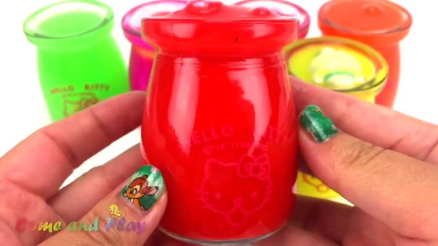 Hello Kitty Slime Surprise Toys Disney Cars Learn Colors Numbers Play Doh Ducks Sea Creature Molds-Un1