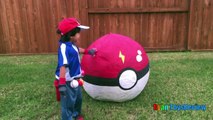 GIANT EGG POKEMON GO Surprise Toys Opening Huge PokeBall Egg Catch Pikachu In Real Life ToysReview-XrD5Vm2