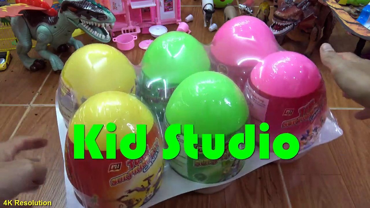 Dinosaurs surprise eggs 4k video Bóc trứng khủng long đồ chơi trẻ em Kid Studio-CHRJoJtwp