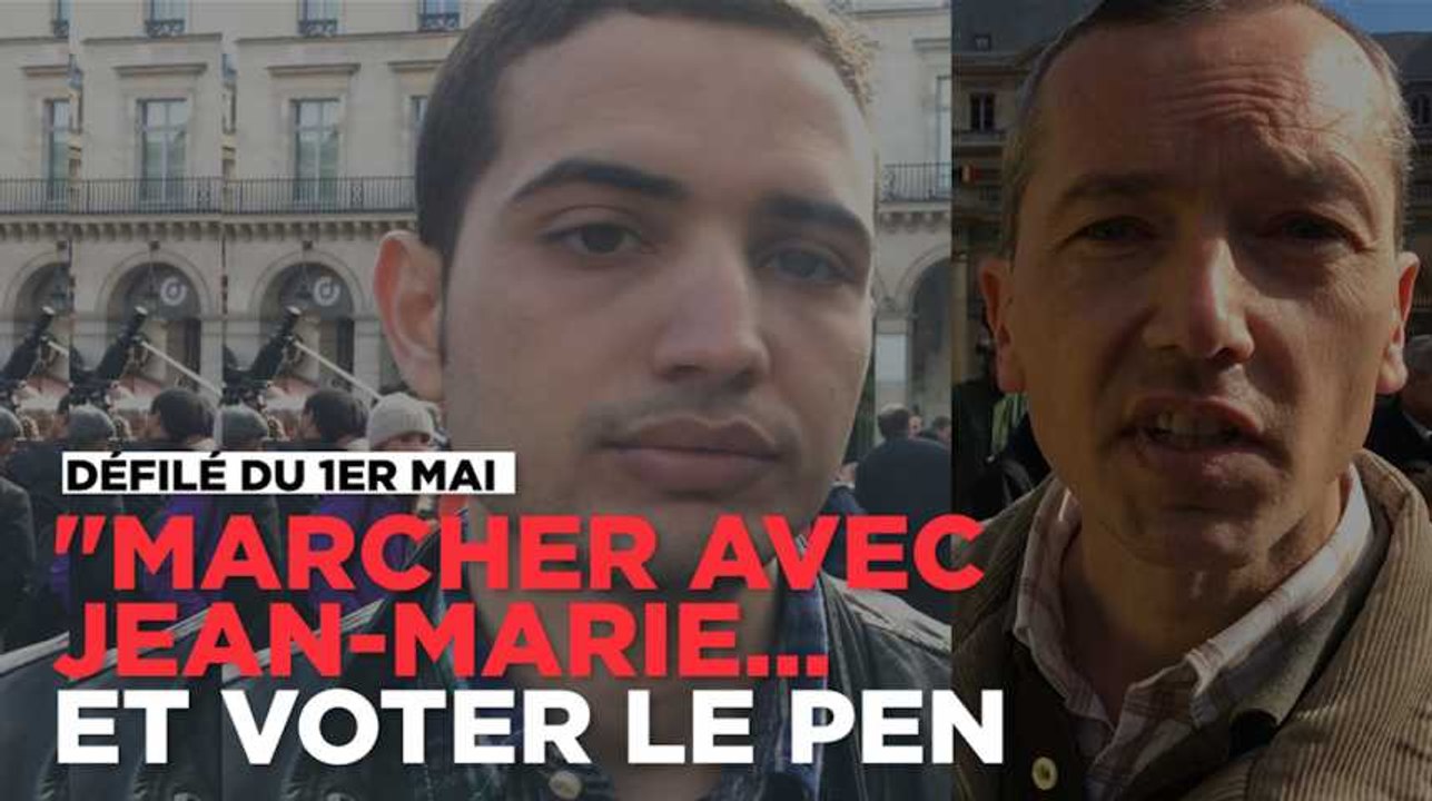 "Marine Le Pen et son père ? Le fond est le même" estiment des manifestants dans le défilé de Jean-Marie