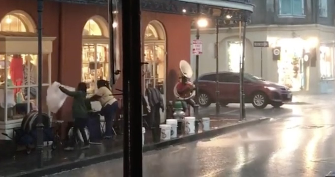 Musician at NOLA's Jazz Fest Persists Through Pouring Rain