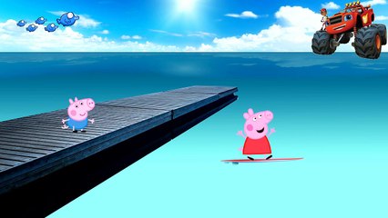 Blaze & монстр машина Сальва Пеппа свинью дель Ataque дель Tiburon.