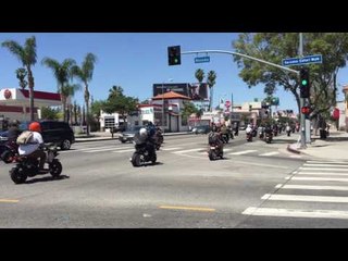 LA Motory Cycle Gangs Rolling With Moped