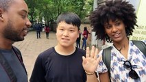 Korean kid gets surprised by a foreigner speaking Korean to him in Vietnam