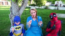 UGLY FROZEN ELSA vs Dentist!  Spiderman & Deadpool vs Doctor Joker Rainbow face Funny Prank _ comics-W6Esibi