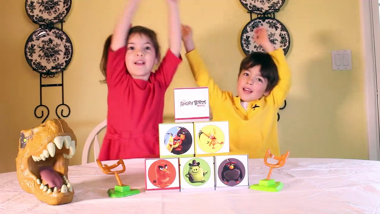 DINOSAUR Eats ANGRY BIRDS Toys and Angry Birds Candy _ Kids Playing