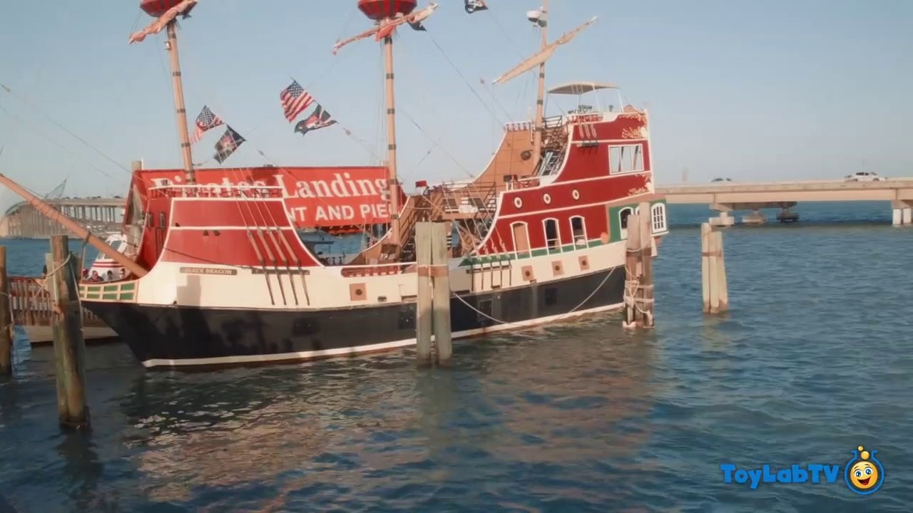 SWORD BATTLE w_ PIRATES! Real Life Pirate Ship, Treasure Hunt for Toys, GIANT Shark Toy Surprise Egg-9a