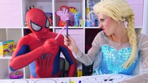 Spiderman vs Frozen Elsa Peppa Pig & Mickey Mouse Drawing Challenge - Play Doh Ice Cream Creations!-UwspN