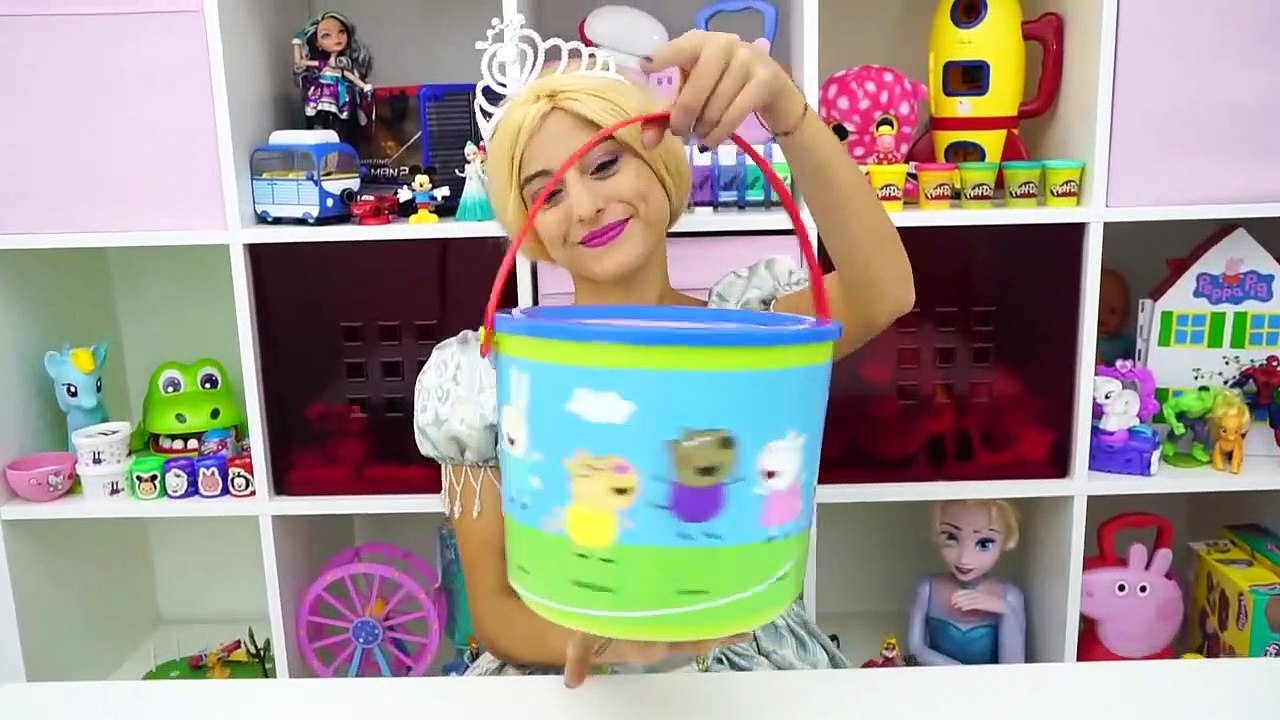 Frozen ELsa & Cinderella Disney Princess Set! Peppa Pig Play Doh toys for kids-WJIPF