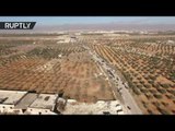 DRONE FOOTAGE: Hundreds of civilians fleeing southeastern Aleppo