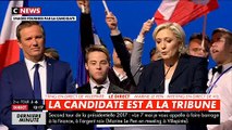 A la fin de son meeting, ce midi, à Villepinte, Marine Le Pen dédie la Marseillaise 