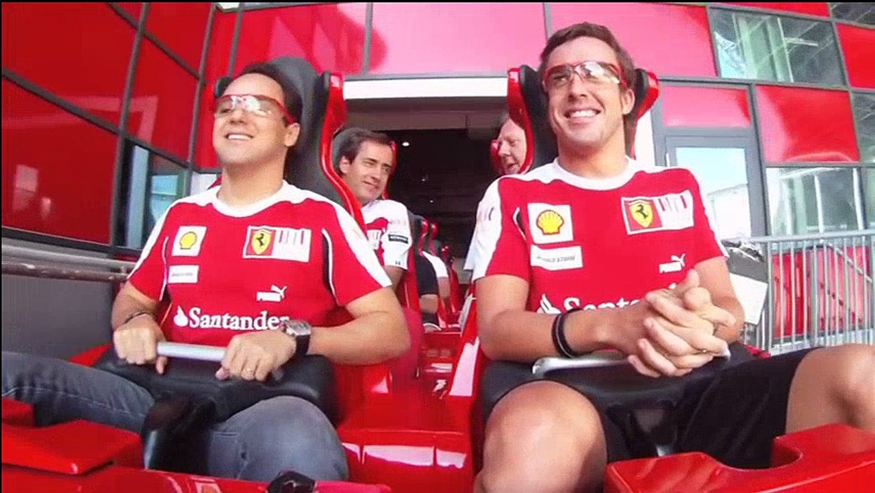 Ferrari's Alonso and Massa ride world's fastest rollercoaster at Ferrari World
