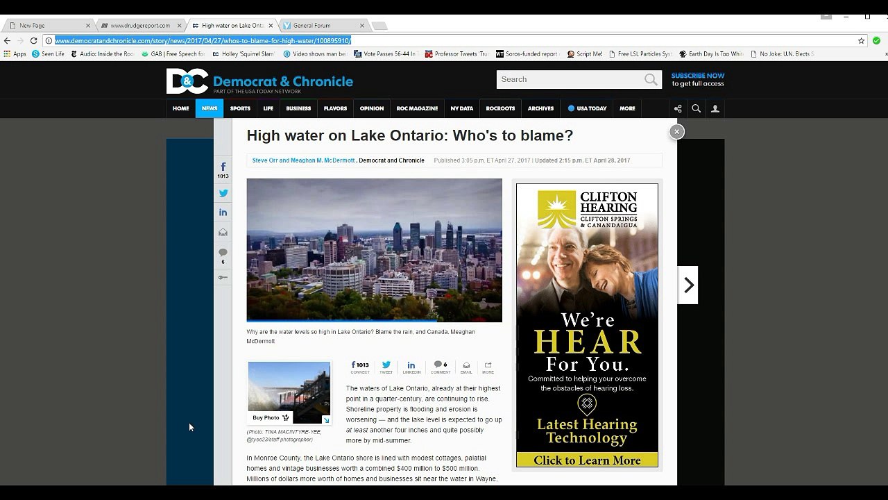 Heavy rains, Obama plan 2014 causing flooding along lake Onatrio
