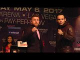 Full Canelo Alavrez vs  Julio Chavez Chavez Jr Presser and FACEOFF - esnews boxing