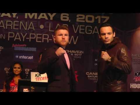 Full Canelo Alavrez vs Julio Chavez Chavez Jr Presser and FACEOFF - esnews boxing