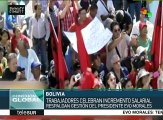 Trabajadores bolivianos aplauden incremento salarial aprobado por Evo