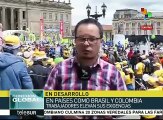 Empleados colombianos marchan en contra de la tercerización laboral