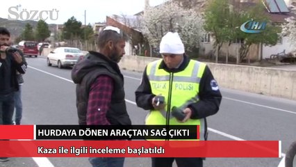 Download Video: Hurdaya dönen araçtan sağ çıktı