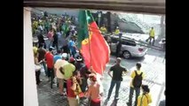 Lisbon, Portugal: violent Police charge against Brazilian and Portuguese football fans.