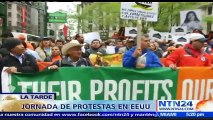 Manifestantes continúan en las calles de Nueva York este 1° de mayo para rechazar las políticas migratorias de Donald Trump